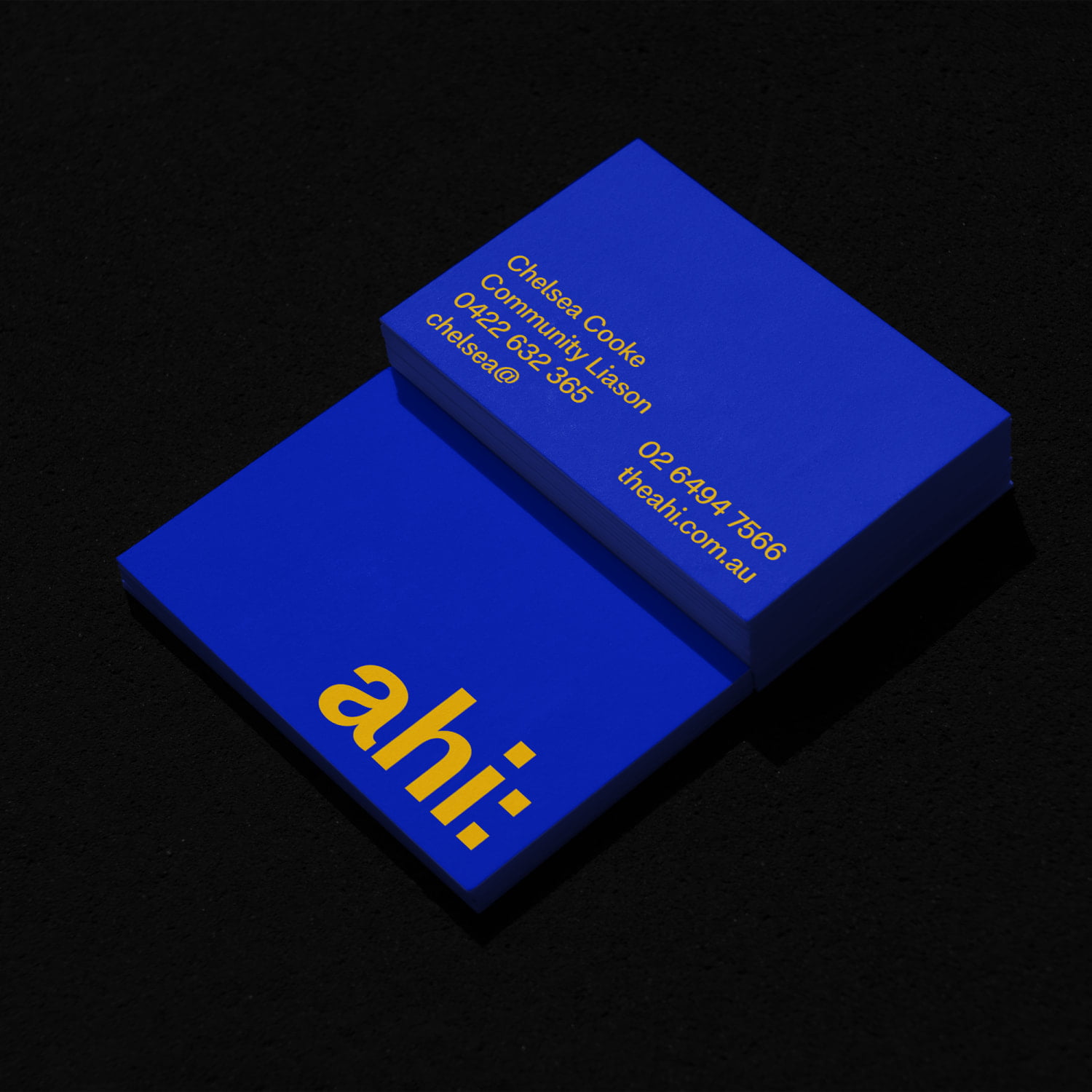 Branding Design for The AHI Business Cards in Blue and Yellow