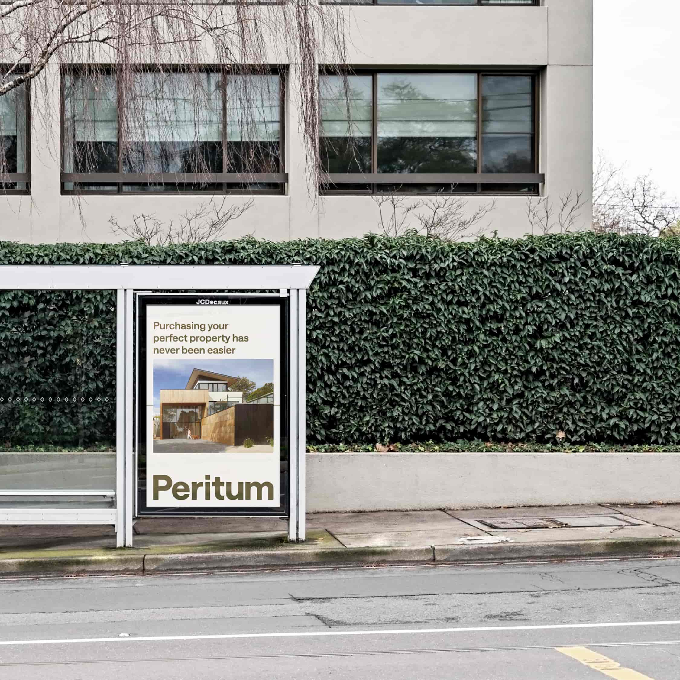 Branding Design for Peritum bus shelter poster: Purchasing your perfect property has never been easier