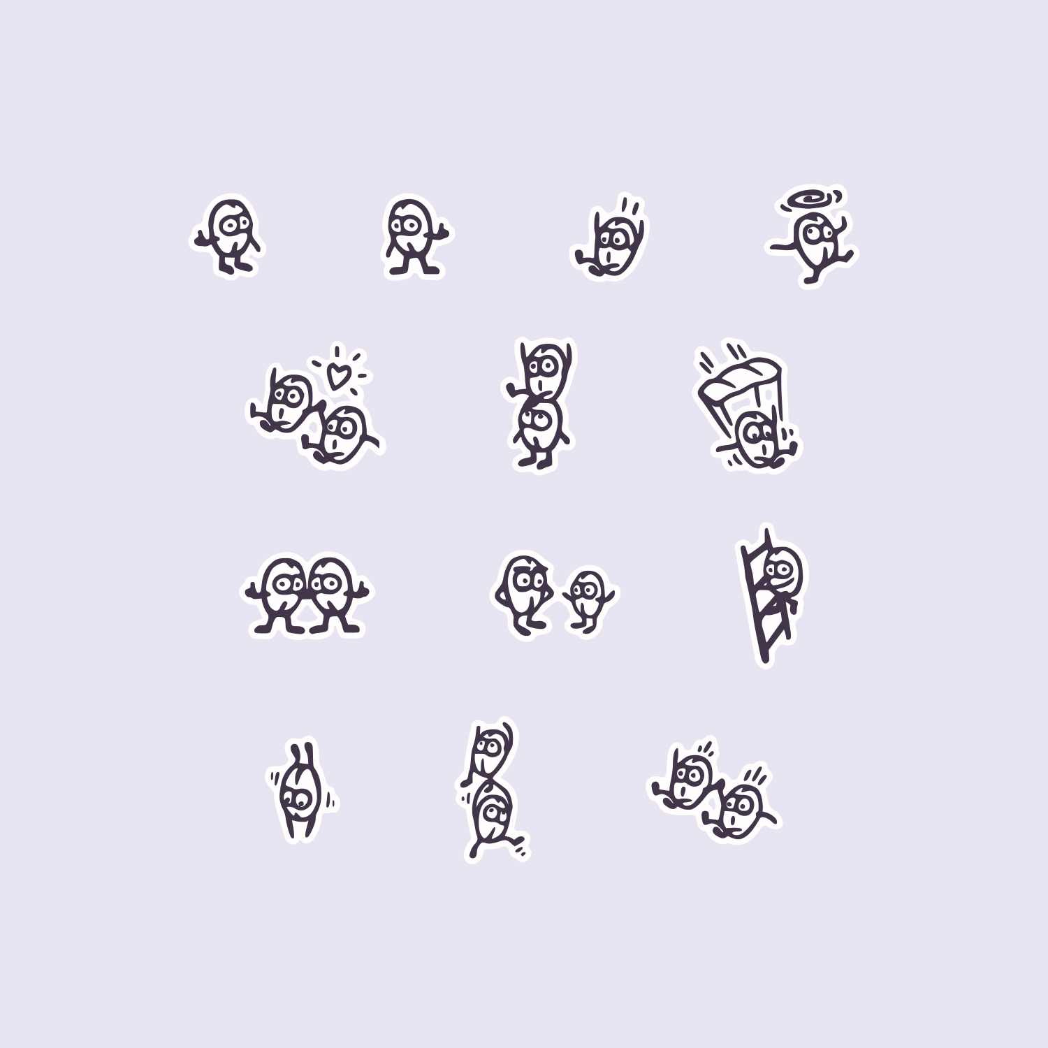 Illustration Design for Commonfolk: a set of hand-drawn coffee bean characters