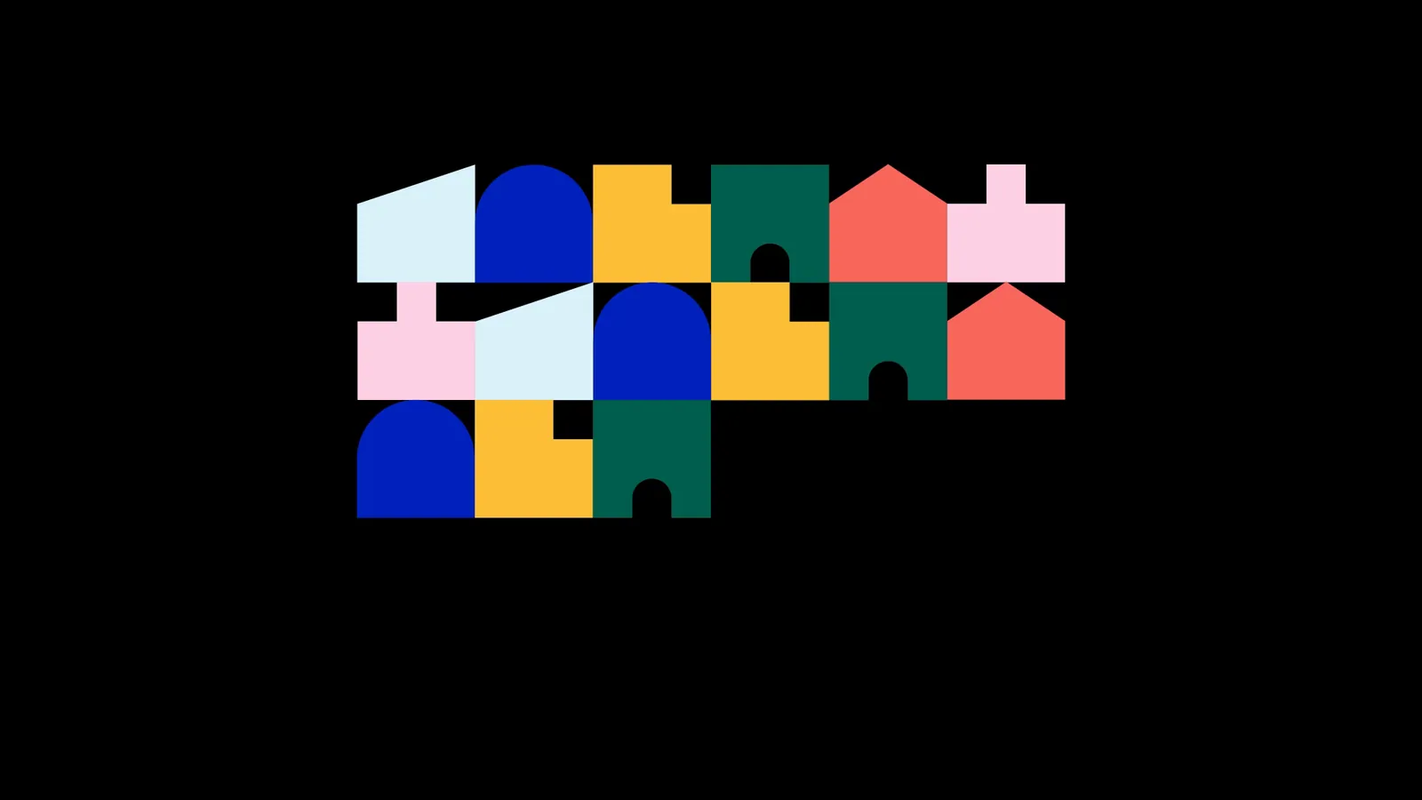 The AHI house icons in blue, yellow, green, coral and pink stacking in rows, then the ahi: wordmark