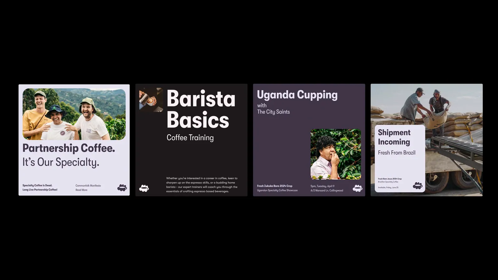 Social Post Grid for Commonfolk, coffee photography and Barista Basics posts