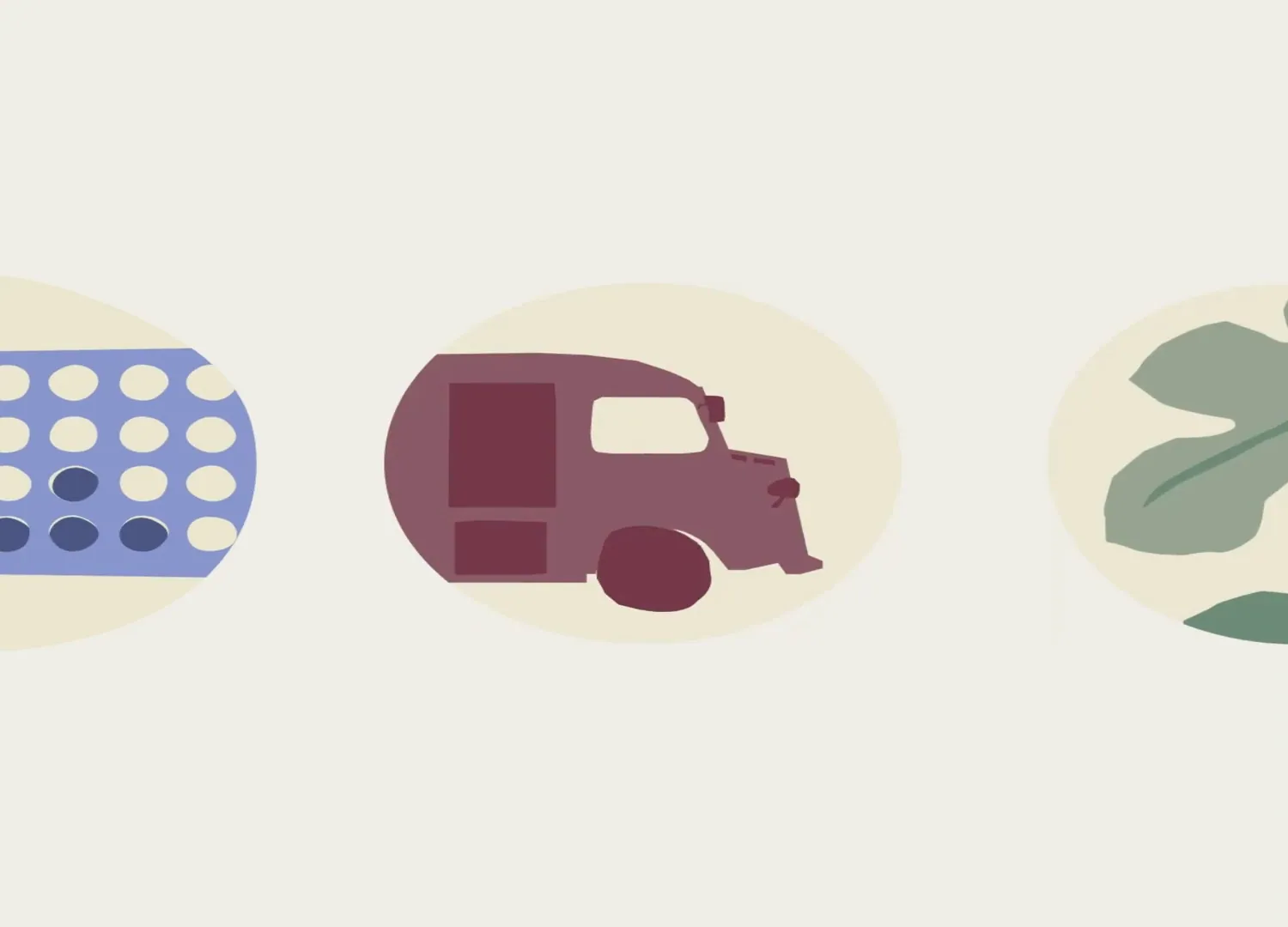 Branding Design for Gather Round Icons: food truck, leaves, tipis, drinks and ice cream