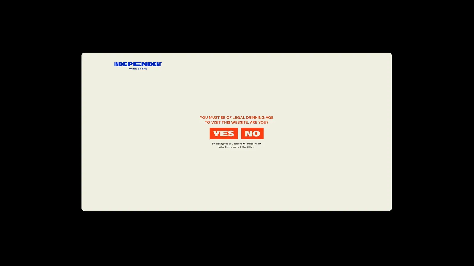 Branding Design Age Verification Screen for Independent Wine Store