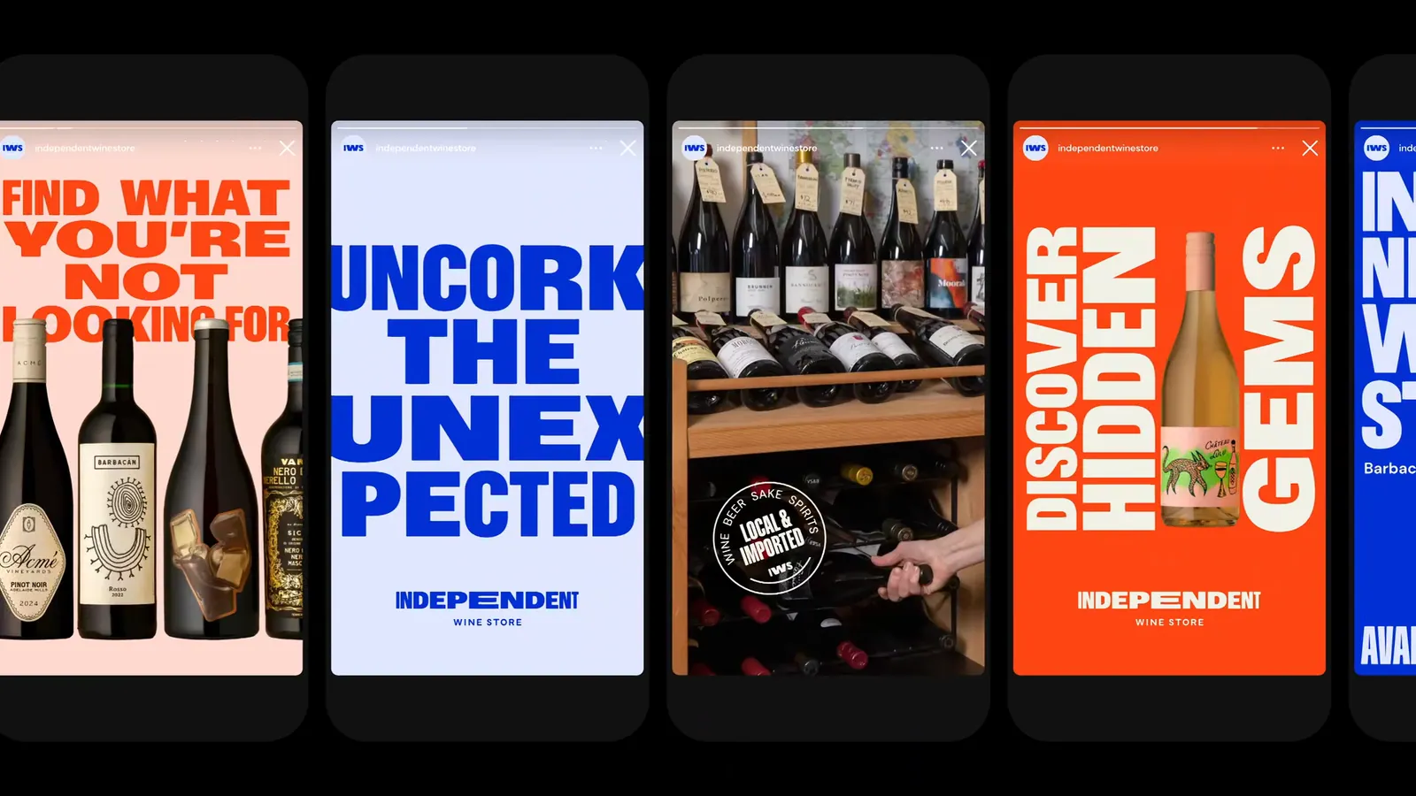 Branding Design Social Stories for Independent Wine Store