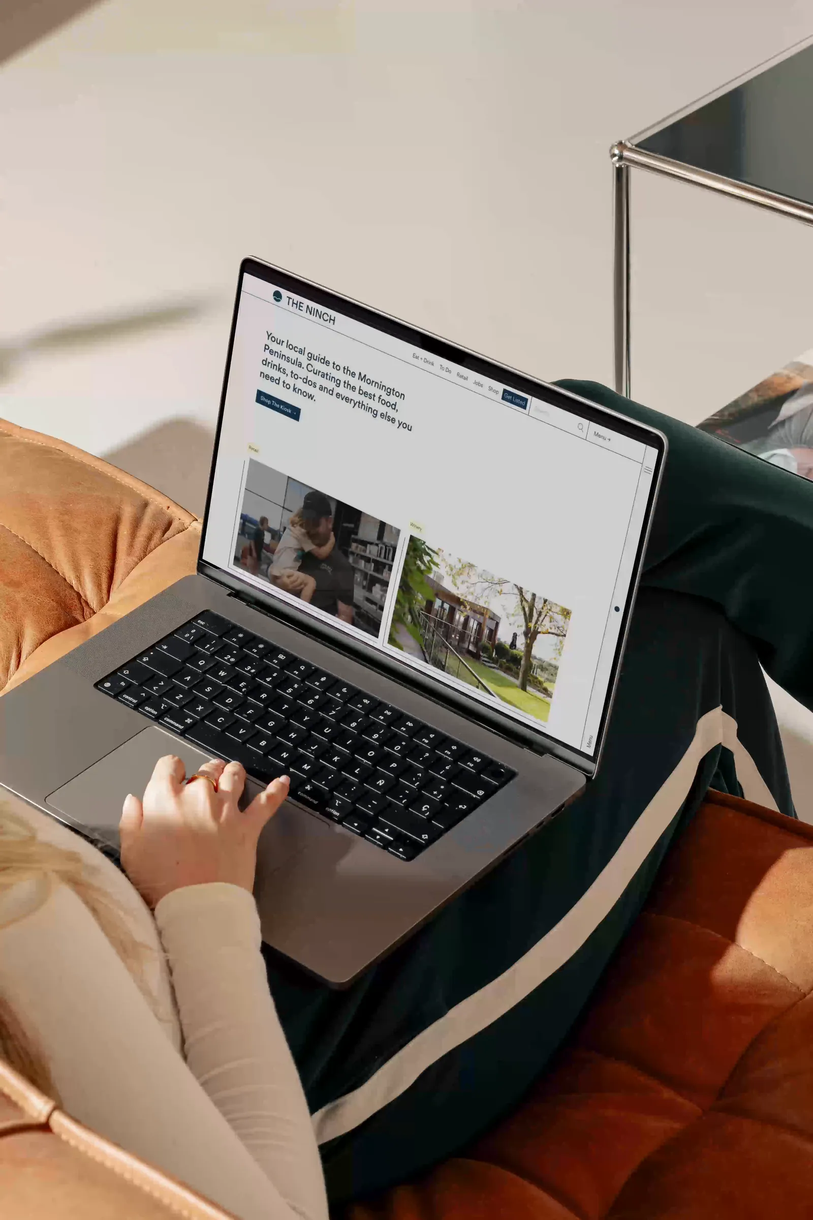 Branding Design for The Ninch Website on a laptop
