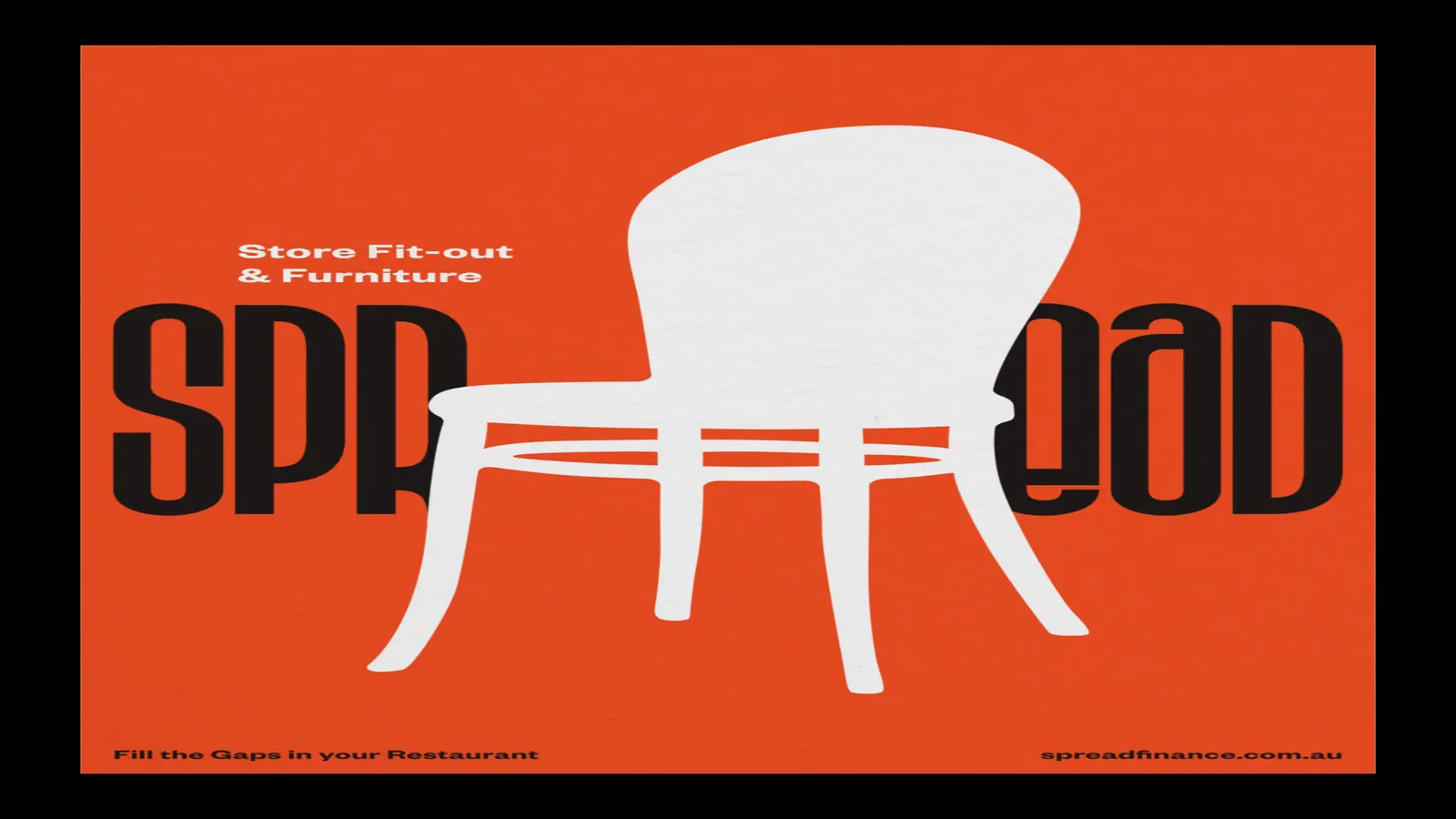 Poster Design for Spread Asset Finance, a chair, coffee grinder and car between the letters