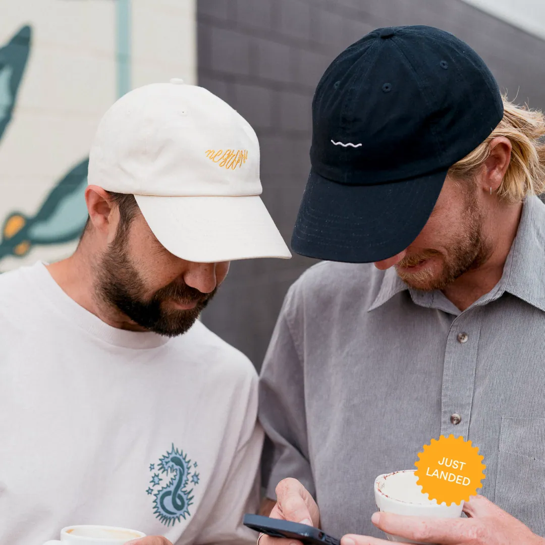 Branding Design for The Ninch Caps, worn by two men